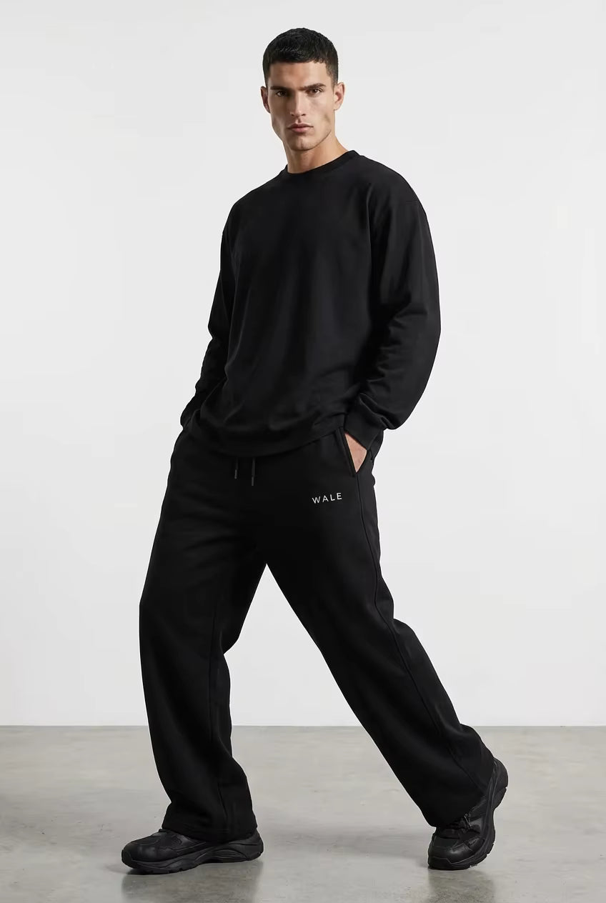 WALE Black Embroidery Unisex Sweatpants